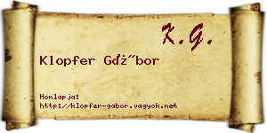 Klopfer Gábor névjegykártya