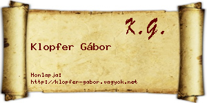 Klopfer Gábor névjegykártya